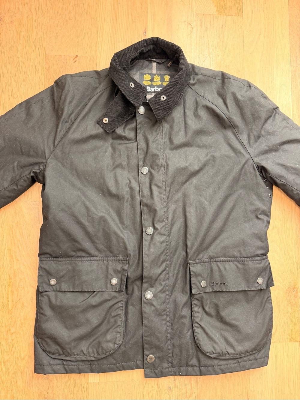 Barbour Black Military Field Jacket with Corduroy Collar